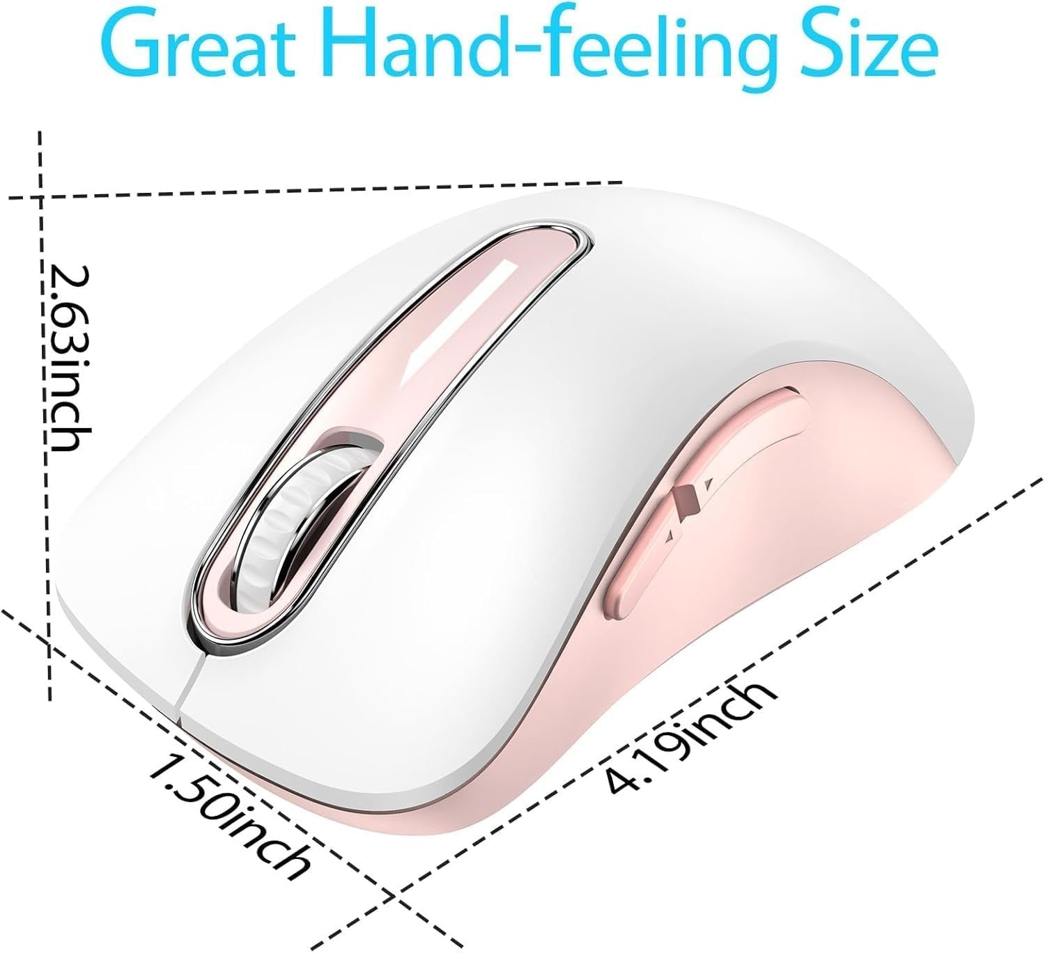 White Pink Wireless Mouse 1400 DPI USB 2.4G Ergonomic 5 Key