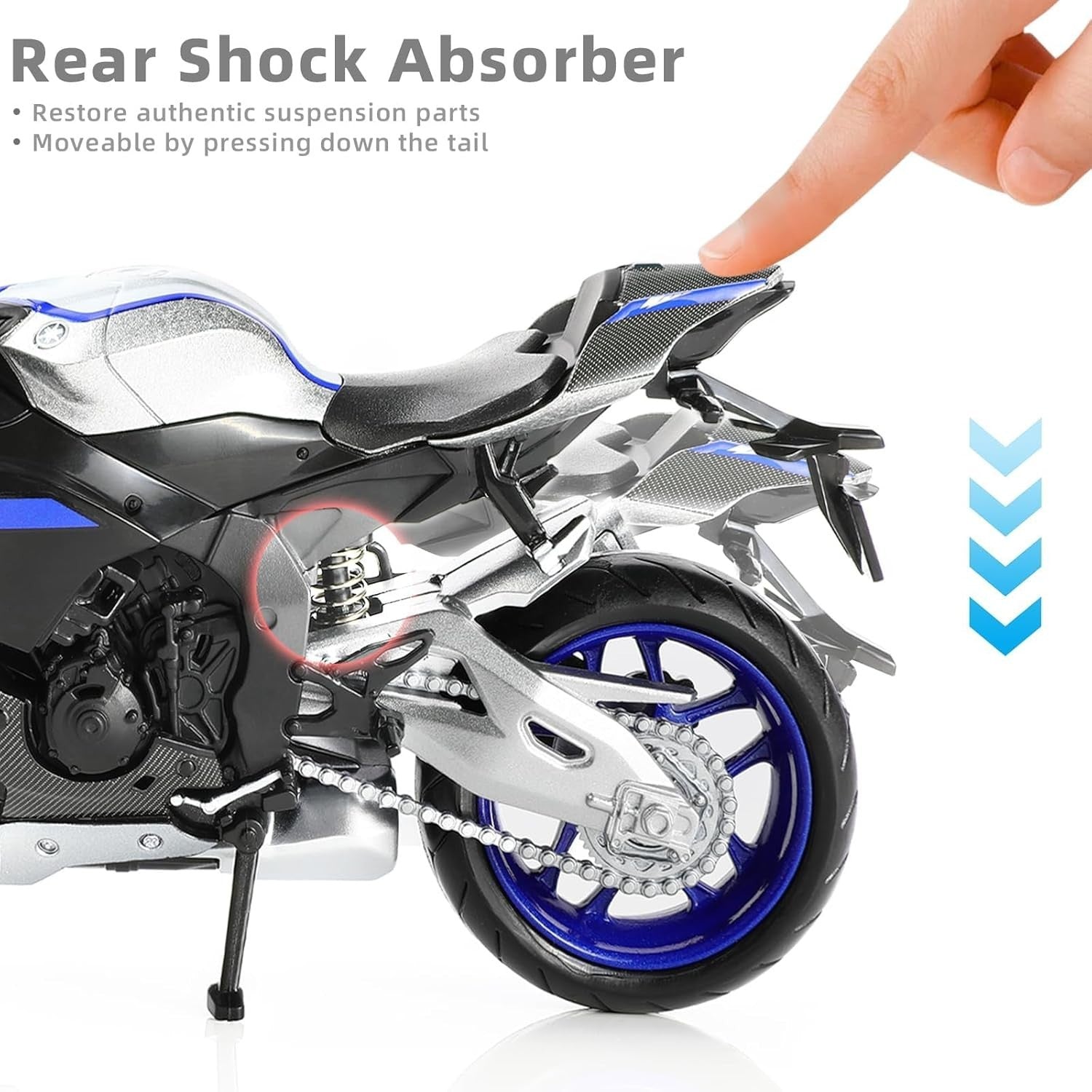 1:12 Diecast YZF-R1M Motorbike Model Silver Miniature Collectible Gift