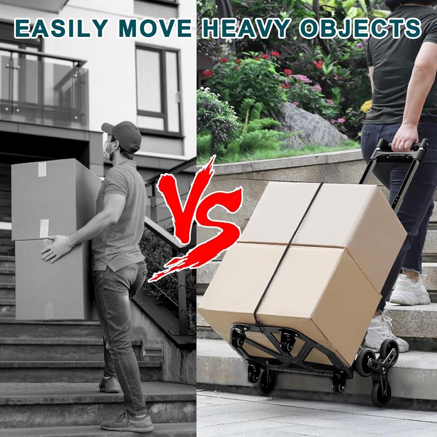 80kg Stair Climbing Sack Truck 10 Wheel Folding Trolley Rope Handle