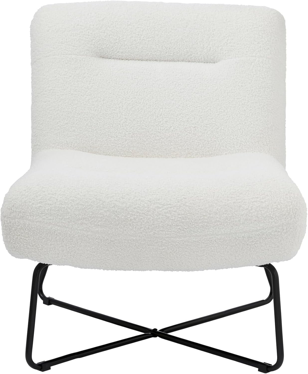 Boucle Accent Chair Cream Teddy Lounge Armchair Modern Seat
