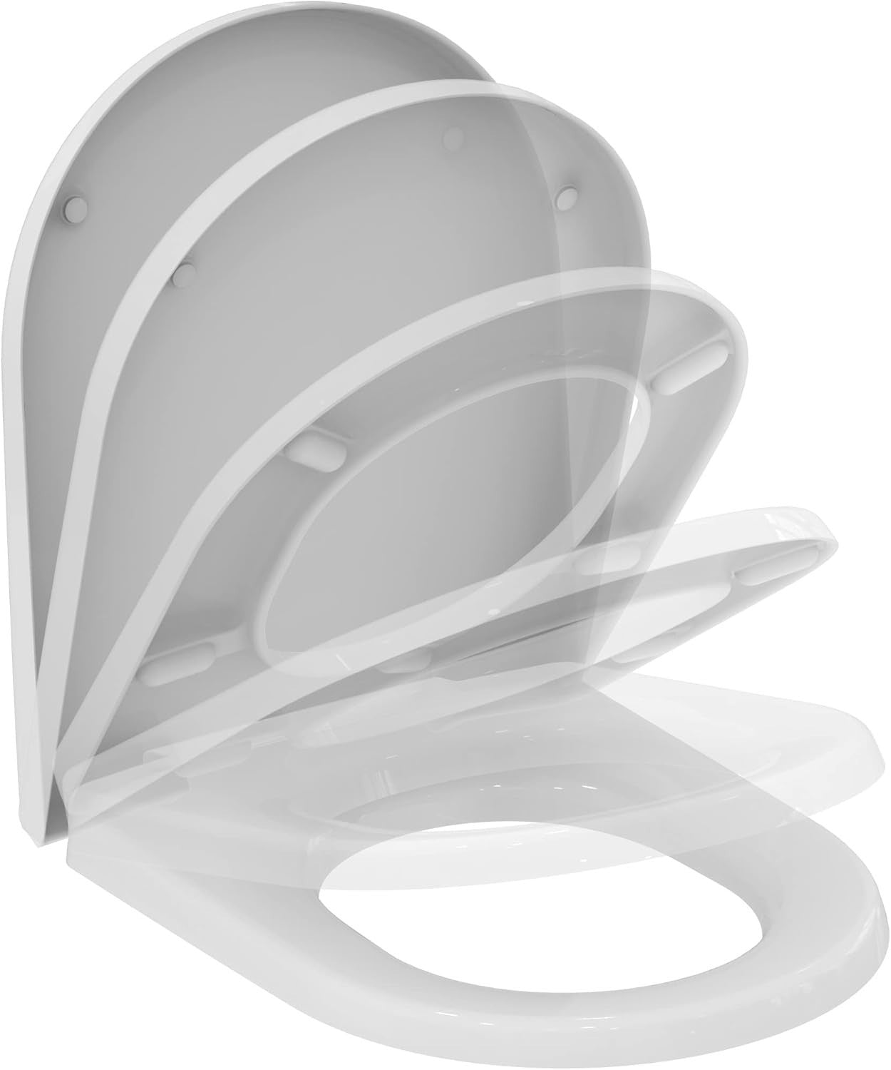 Soft Close WC Toilet Seat White with Stainless Steel Hinges & Lid