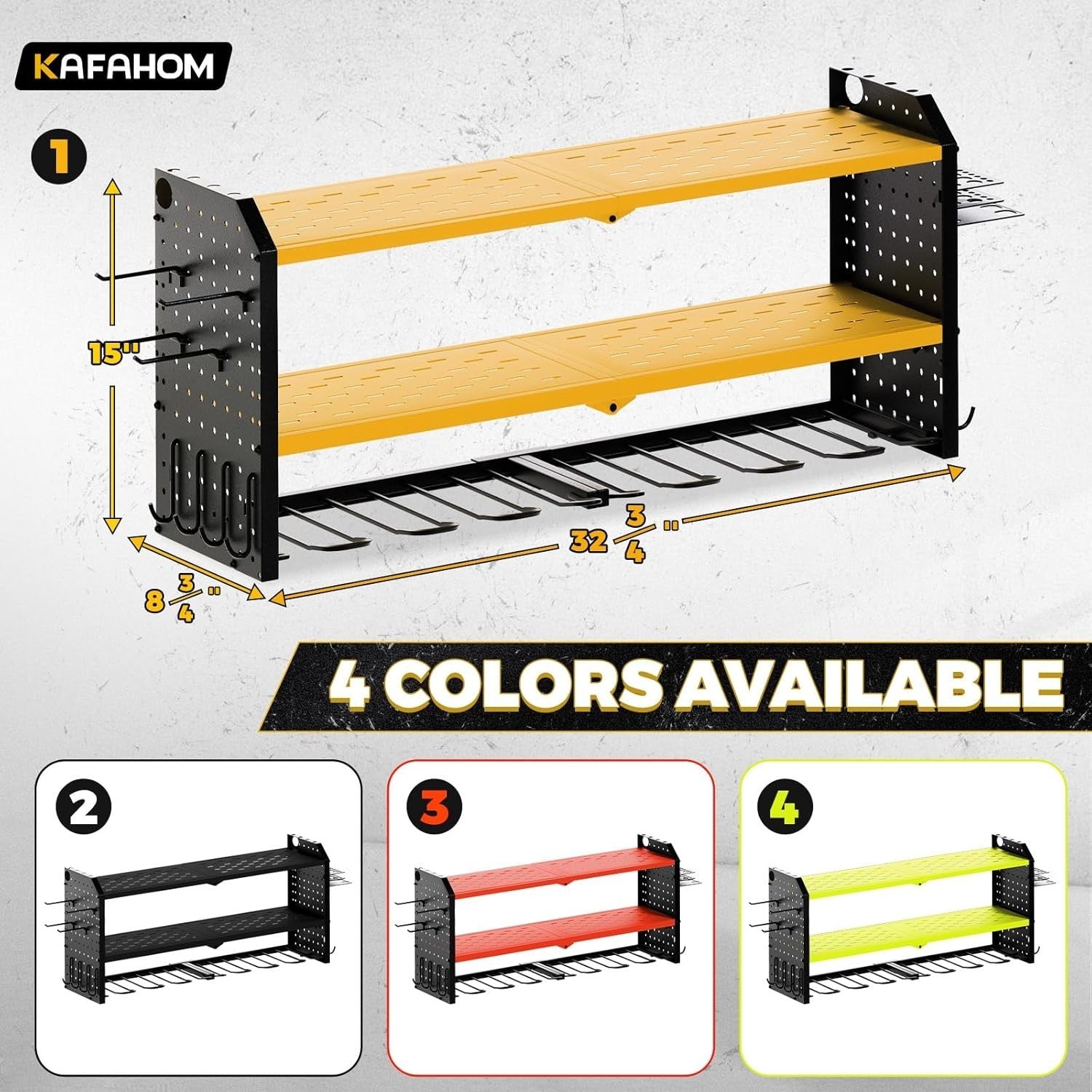 Heavy Duty Wall Mount Power Tool Organizer 83x38x22.5cm 8 Drill Holders