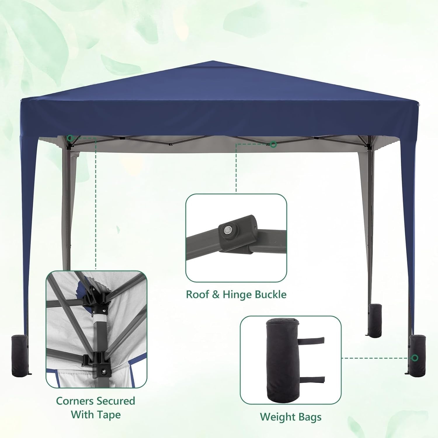3x3M Pop Up Gazebo With Sides Waterproof Garden Party Tent Black Outdoor