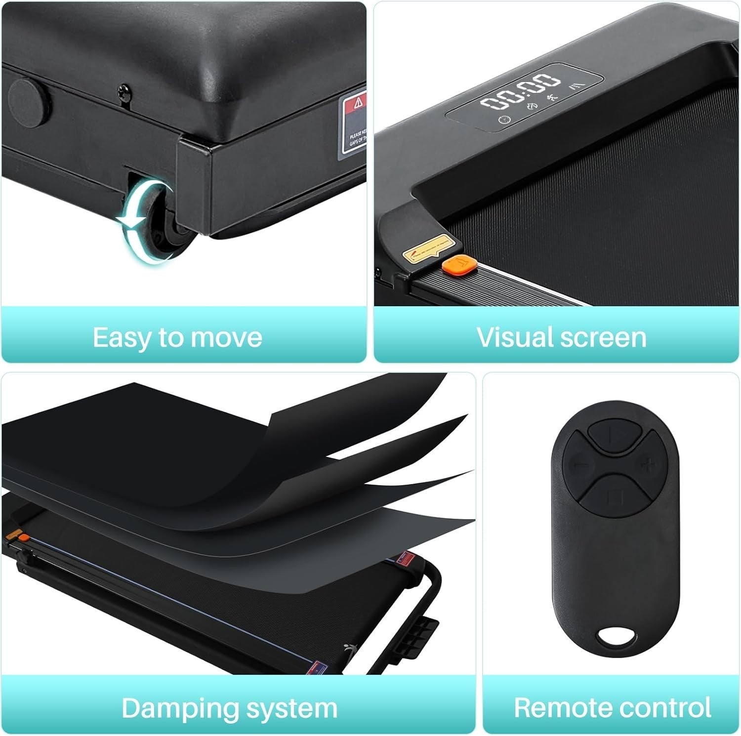Under Desk Treadmill 2.0HP Walking Pad Remote LED 1–10km/h Slim Home Office