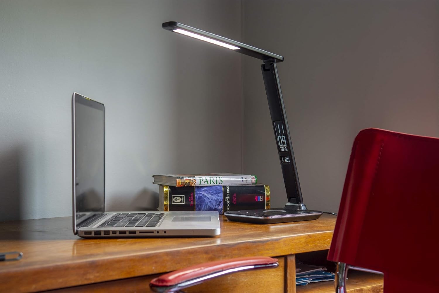 LED Desk Lamp Touch Control Wireless Charger Alarm Clock Foldable Light