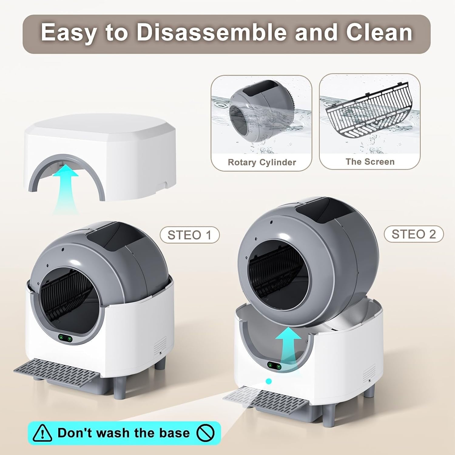 90L Self Cleaning Cat Litter Box App Control Odor Free Multi Cat