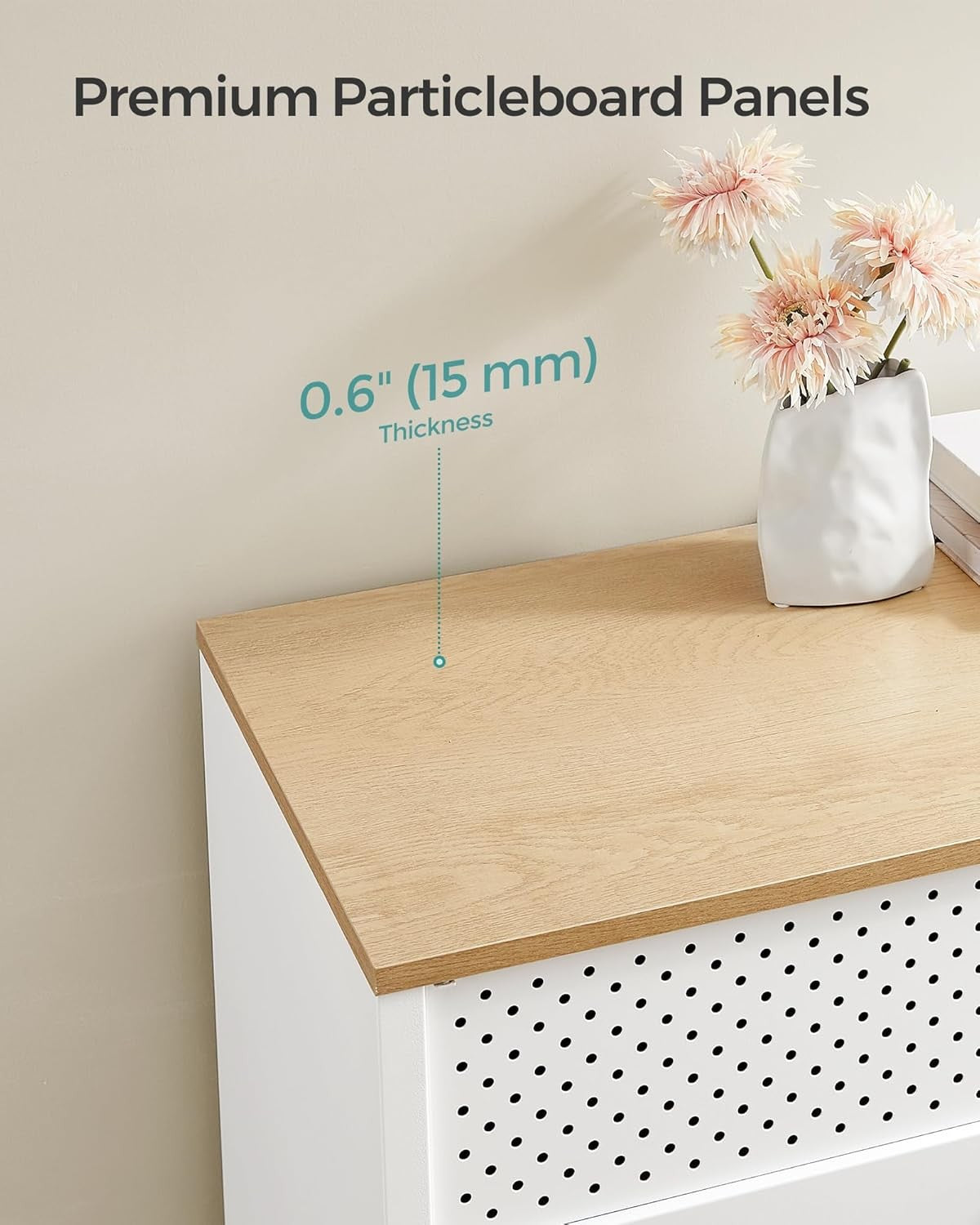 Metal Storage Cabinet Sideboard Cupboard with Shelves Natural White 80cm