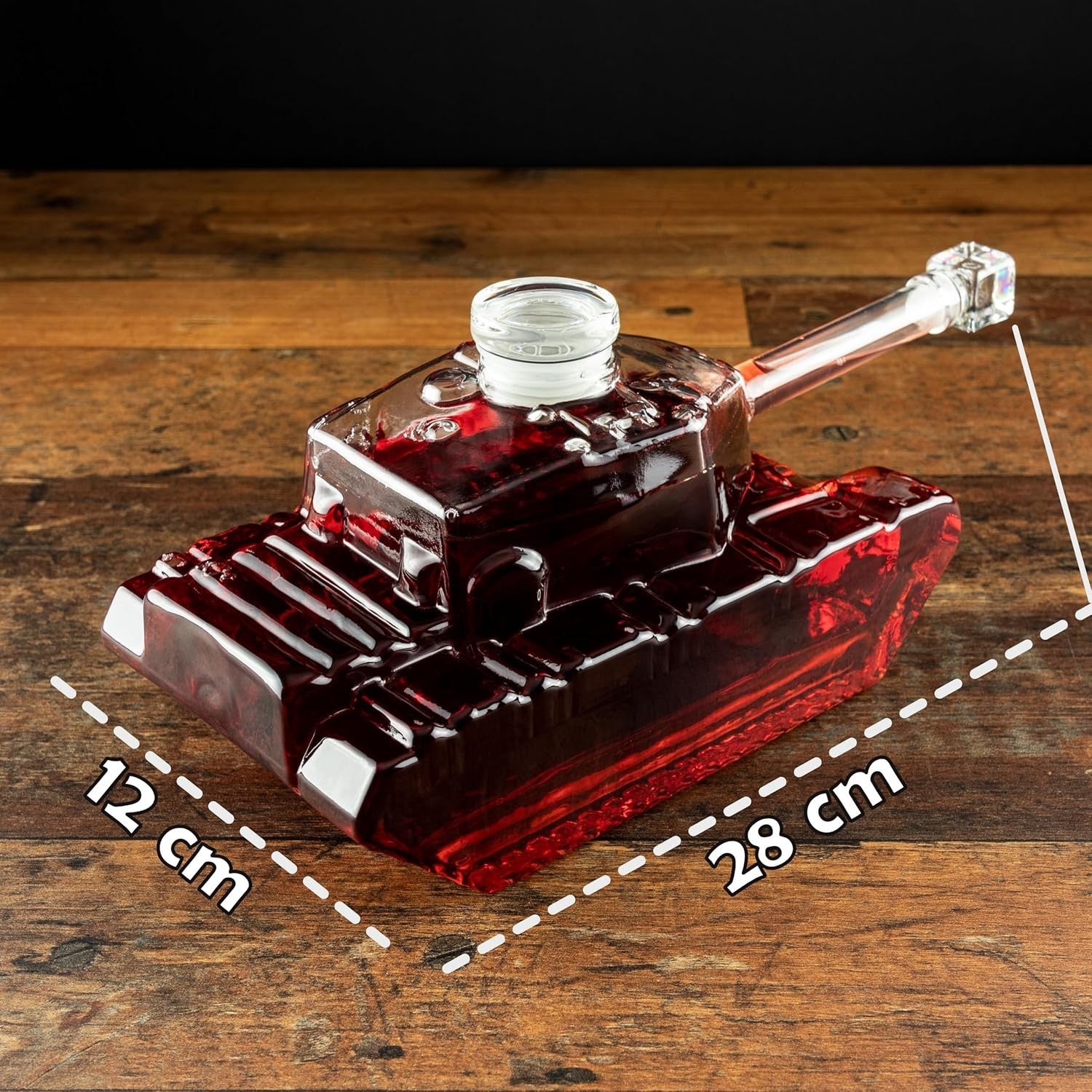 Tank Shaped 1L Whiskey Decanter Glass Novelty Liquor Carafe Gift for Men