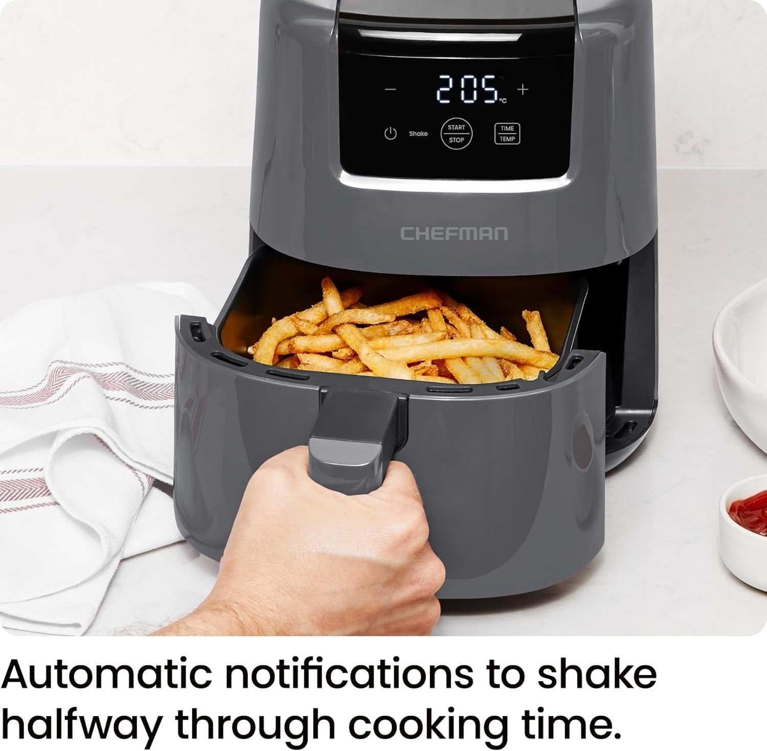 Mini Digital Air Fryer 2L Compact No Oil Dishwasher Safe Basket Timer