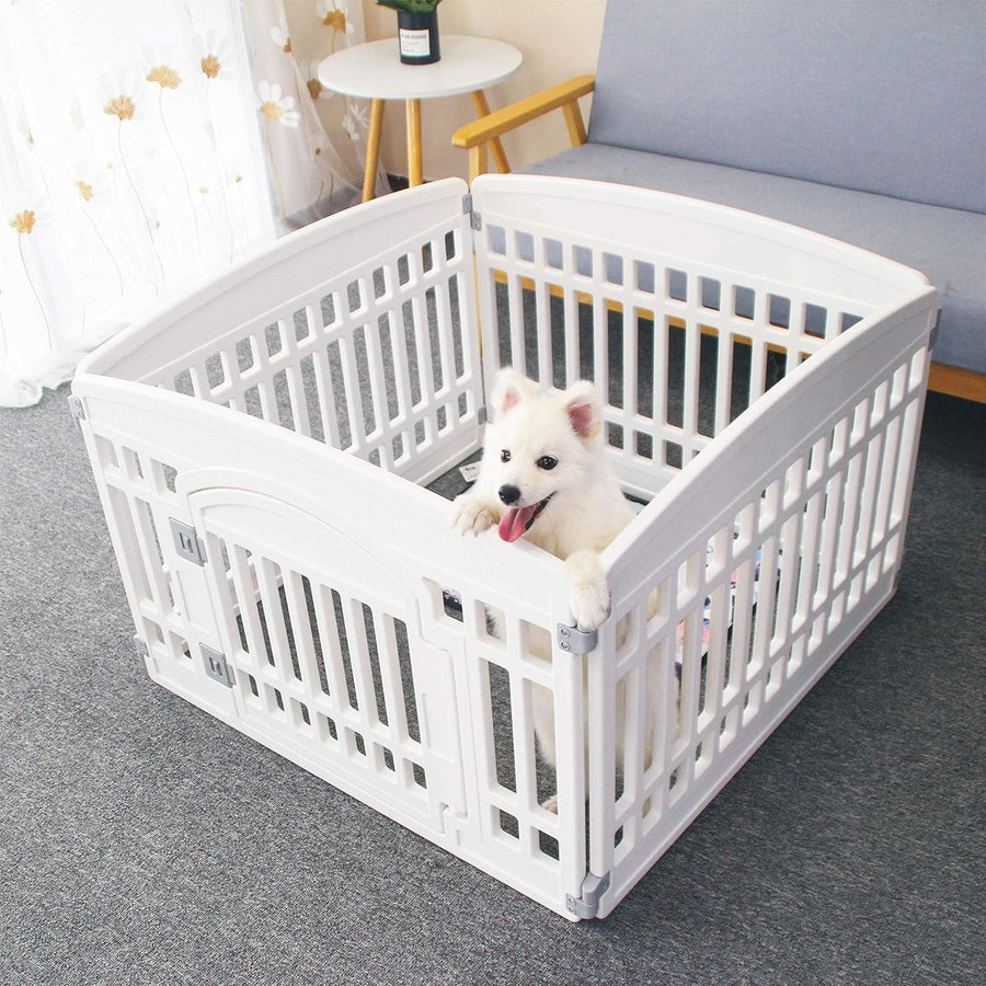 Foldable Puppy Playpen Indoor Dog Exercise Pen with Secure Door