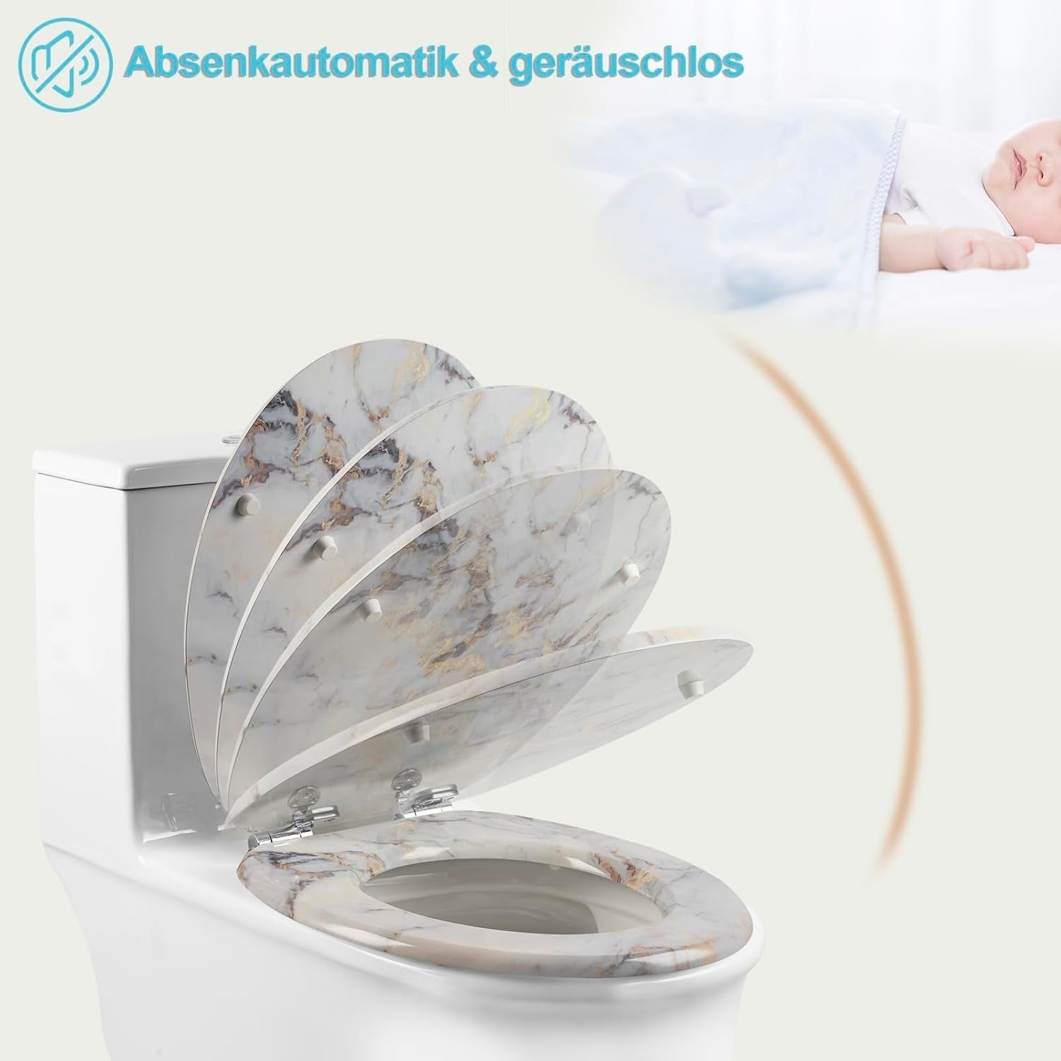 Soft Close O-Shaped Toilet Seat MDF Quick Release Heavy Duty Oval Lid