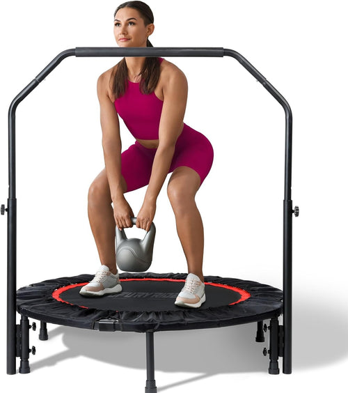 40in Folding Fitness Rebounder Adjustable Handle Heavy Duty Indoor