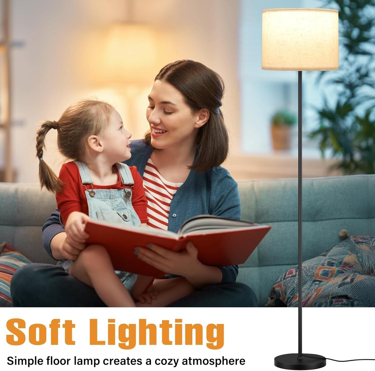 Modern Floor Lamp with Remote Dimmable Standing Lamp 153cm 9W LED