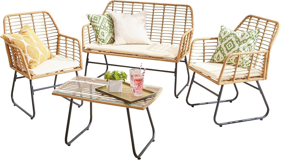 Rattan Garden Furniture Set 4 Seater Sofa Chair Table Patio Balcony