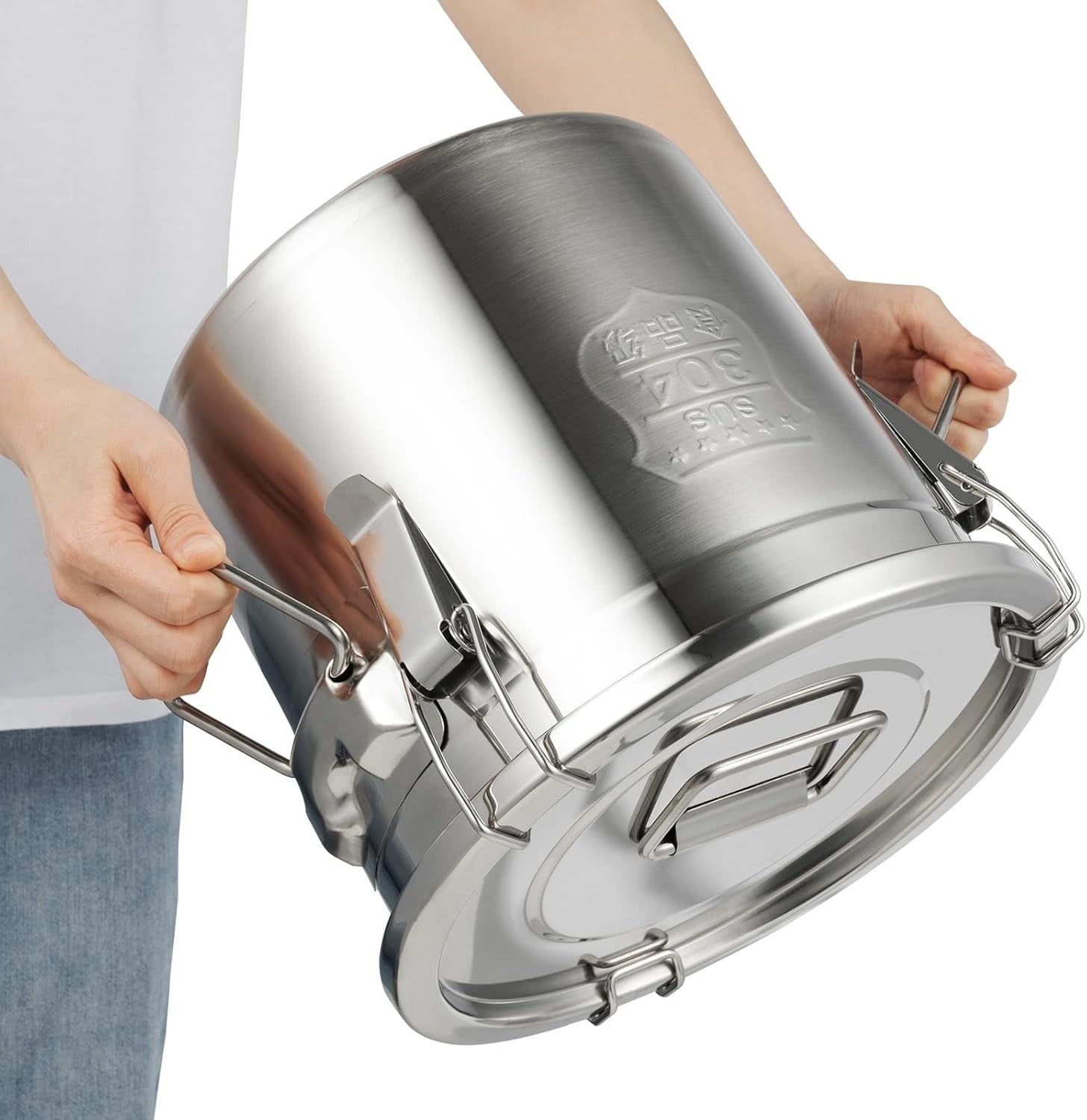 12L Stainless Steel Airtight Canister Rice Grain Storage w Handles