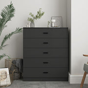 5 Drawer Black Wooden Chest Bedroom Storage Cabinet Polished Finish