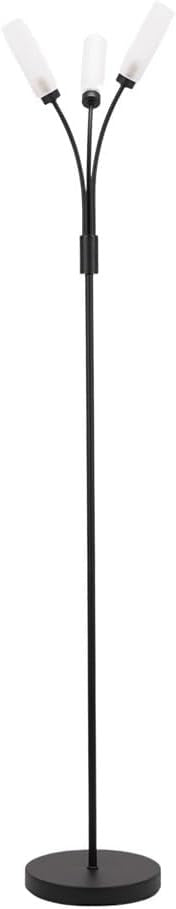 3 Arm Curved Floor Lamp Matt Black Modern Standing Light with Bulbs