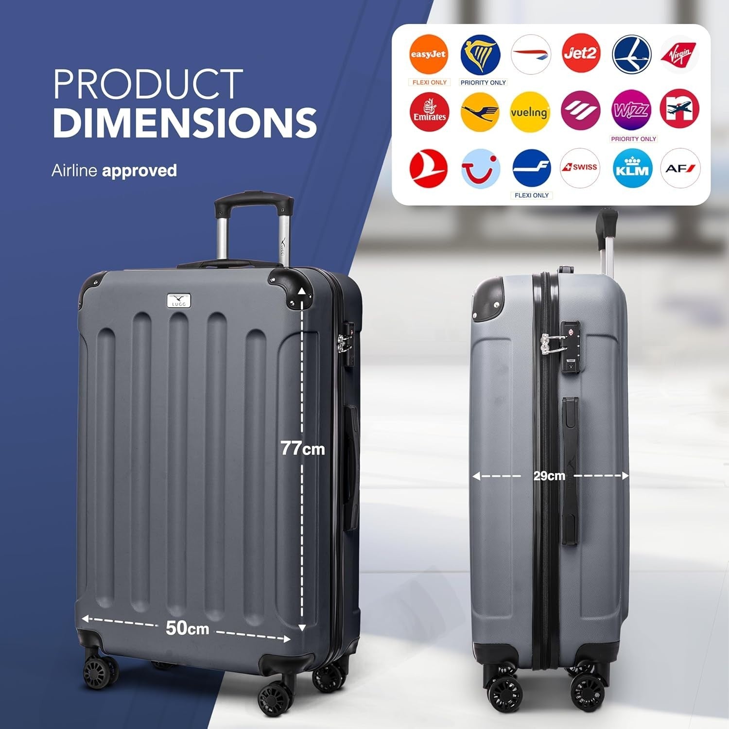 Checked Luggage 28” ABS Hard Case 4 Wheel Spinner with TSA Lock