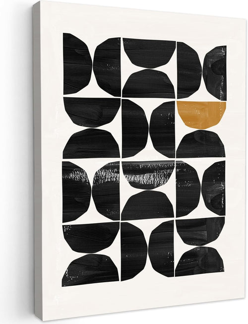 Abstract Canvas Wall Art 30x40cm Black Beige Modern Framed Print