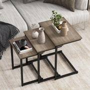 Nest of 3 C Table End Tables Stackable Coffee Side Laptop Sofa Tray Grey Oak