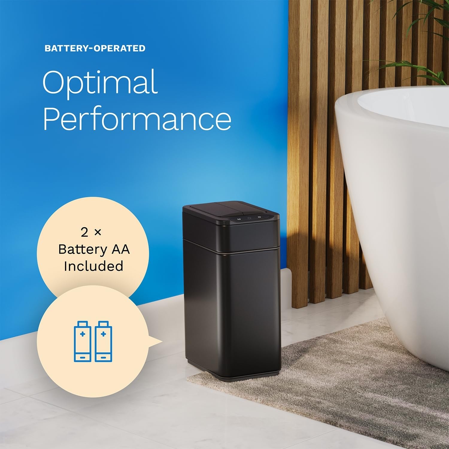 9L Touchless Bathroom Bin Sensor Butterfly Lid Soft Close Black