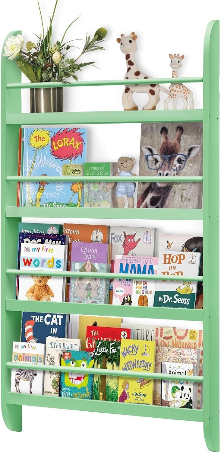 Modern 4-Tier Kids Bookshelf Wooden Storage Rack Trapezium 117x60x4.5cm