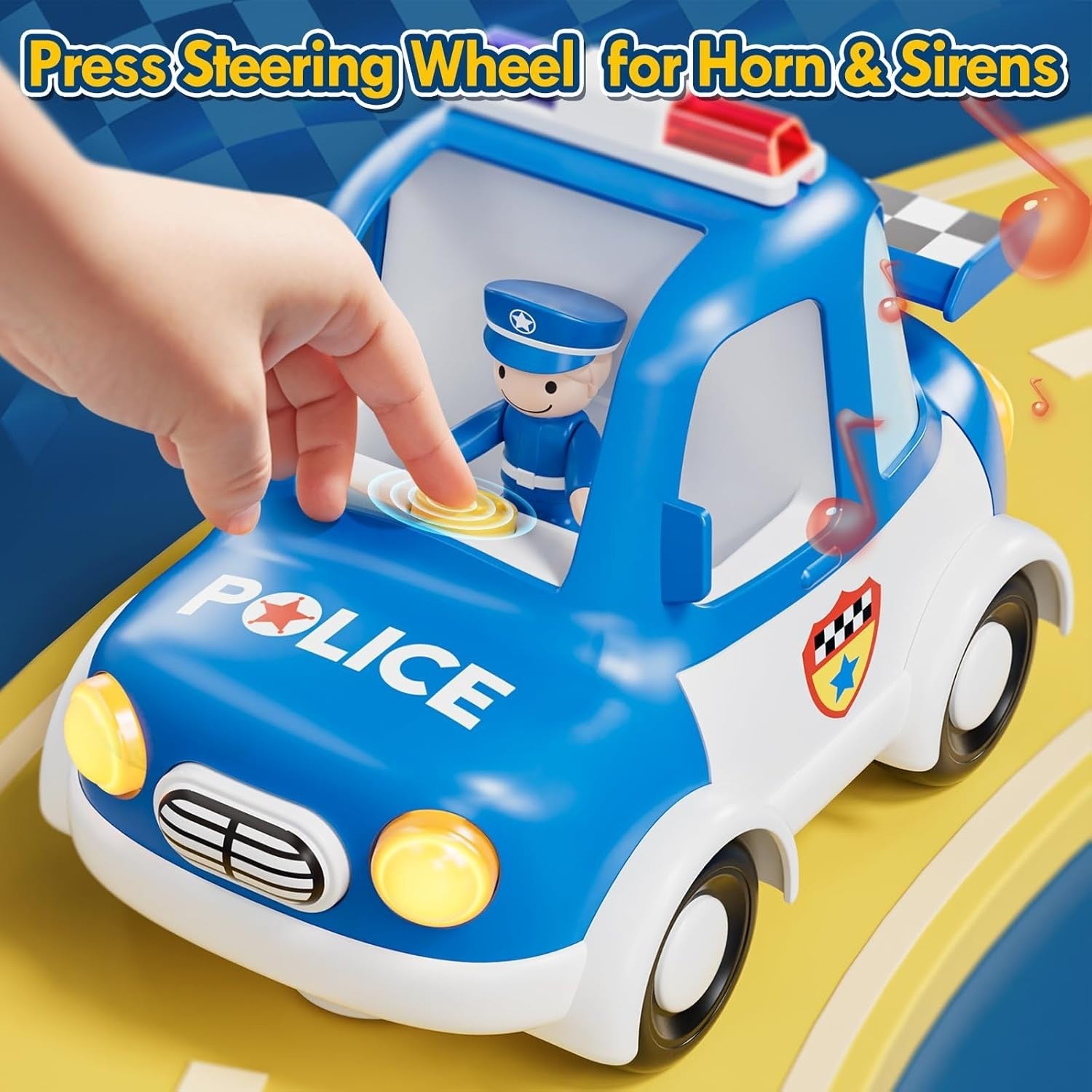 RC Police Car Toy for Toddlers 2 3 4 Boys Girls | Lights Music Rechargeable Gift