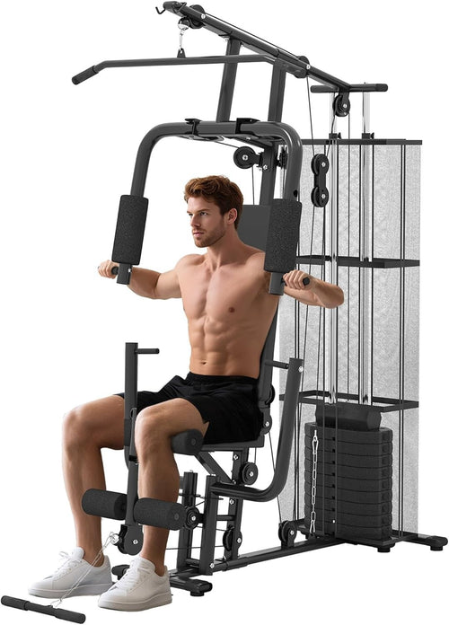Multi Gym Home Workout Station 150x110x210cm – Chest, Leg & Arm Trainer white