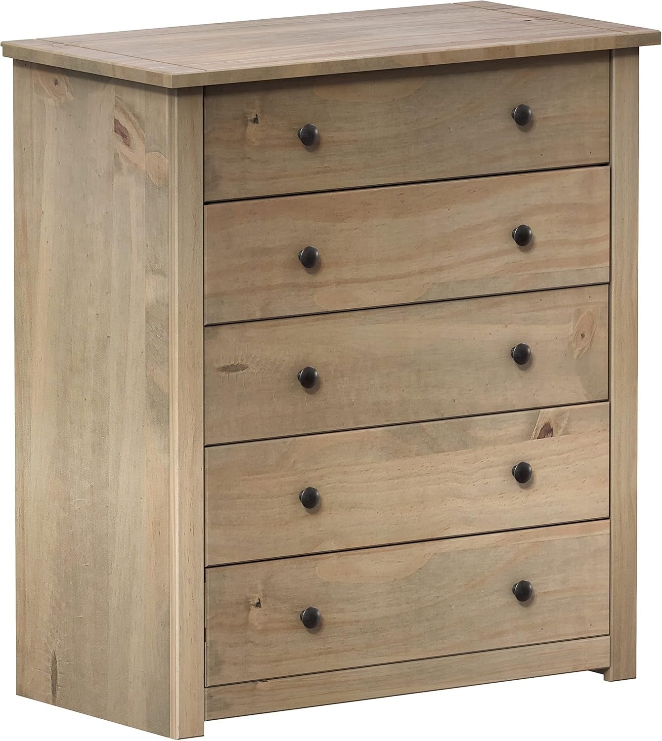 Solid Oak 5 Drawer Chest Wood Storage Unit for Bedroom Hallway Living Room