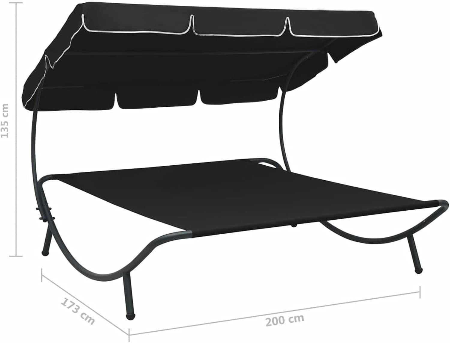 Waterproof Outdoor Double Lounge Bed with Canopy Durable Steel Frame Patio
