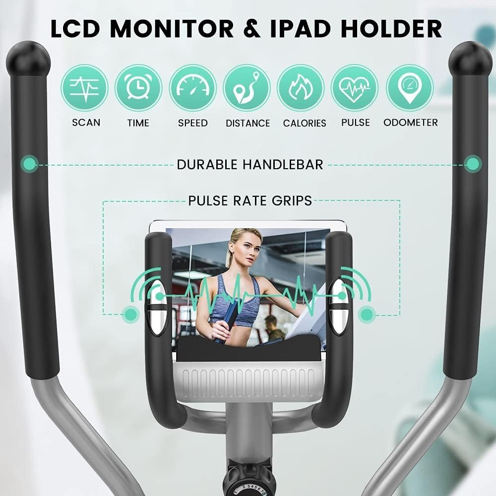 Quiet Elliptical Cross Trainer 8 - Level Magnetic Resistance Home Gym