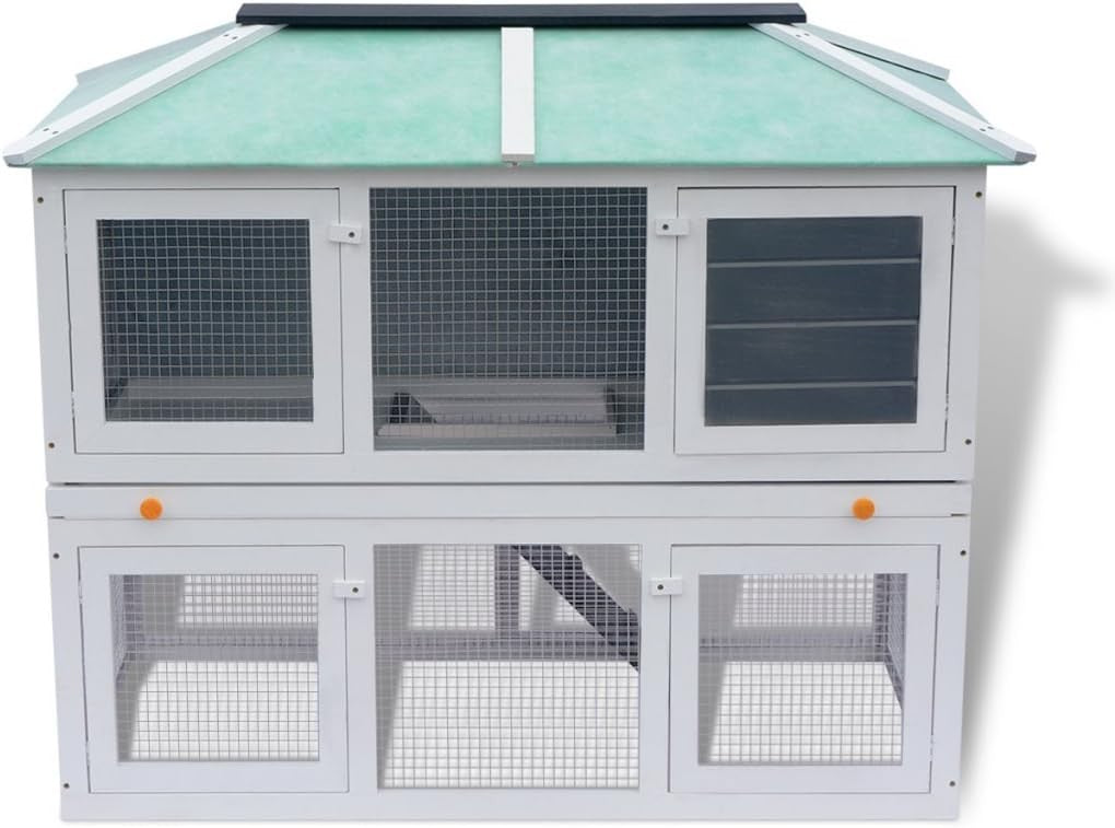 Large Outdoor Rabbit Hutch Cage Double Floor Weatherproof Small Pet House