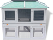 Large Outdoor Rabbit Hutch Cage Double Floor Weatherproof Small Pet House