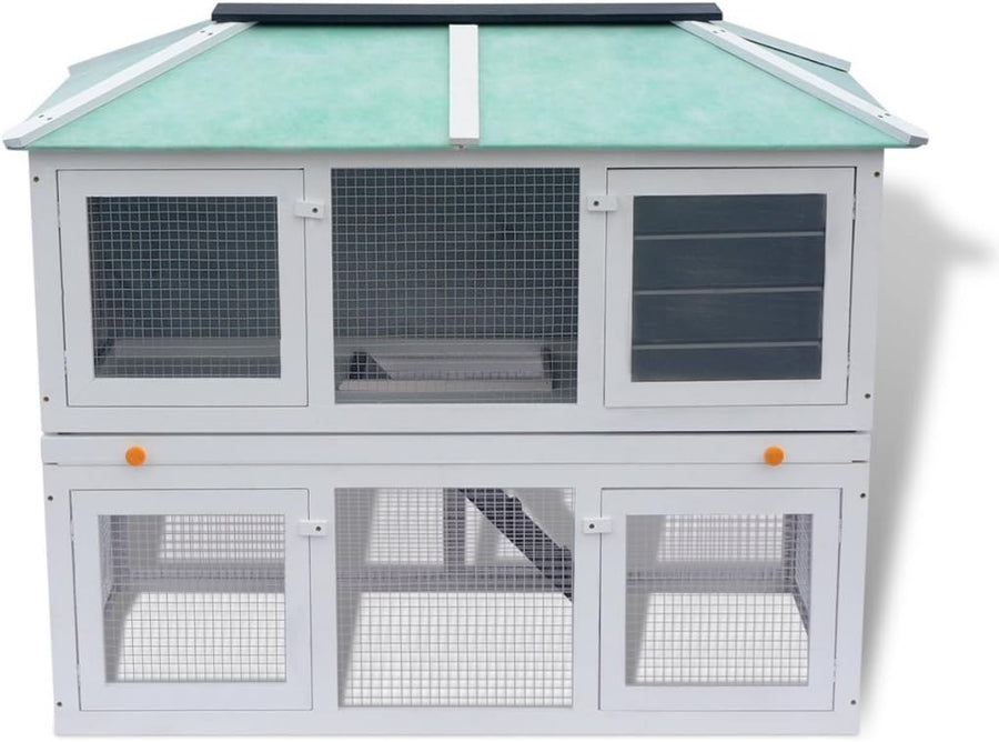 Large Outdoor Rabbit Hutch Cage Double Floor Weatherproof Small Pet House