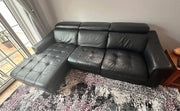 Italian Black Recliner Leather Corner Sofa L-Shape Sofa (PTP)