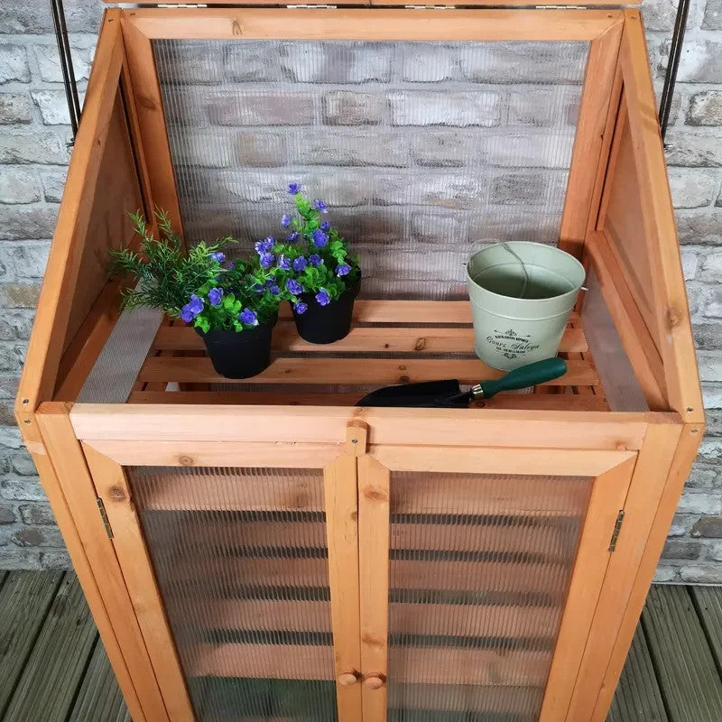 Wooden Mini Greenhouse Cold Frame – H120×W69×D49cm Garden Patio Growhouse