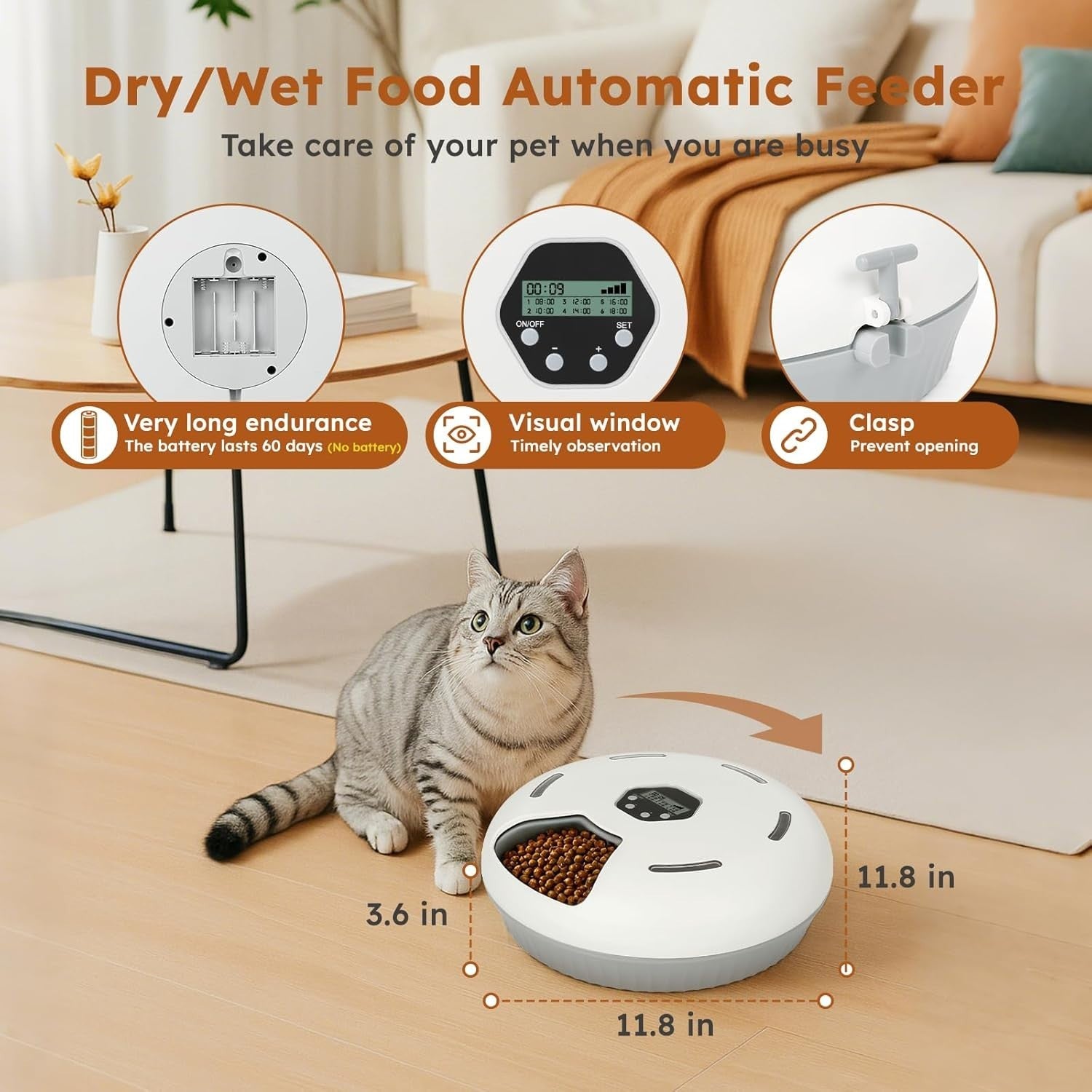 Automatic Wet Food Pet Feeder Timer 6 Meal Refrigerated Cat Dog Bowl