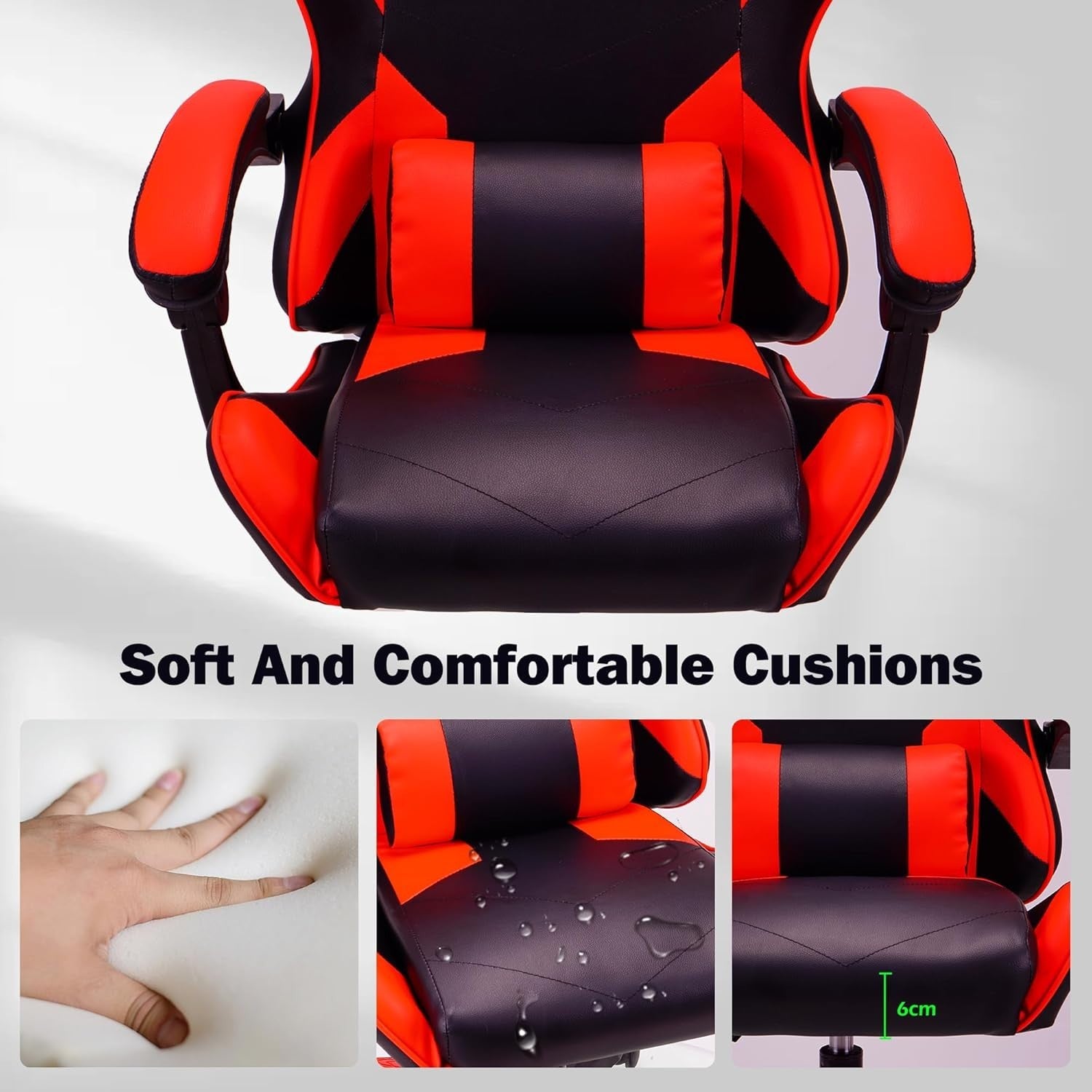 Ergonomic Mesh Office Chair with Arm Rest Head Support Swivel Red 150kg Weight L