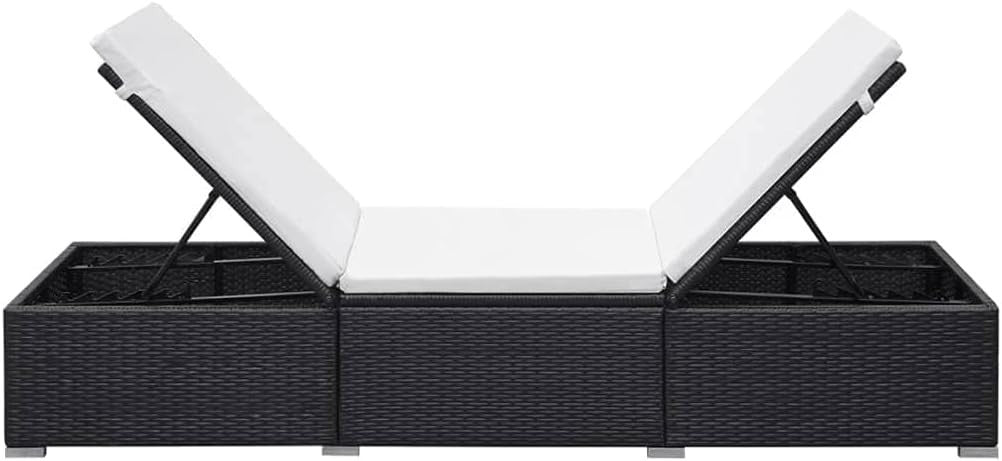 Outdoor Reclining Sun Lounger with Cream Cushion, Durable Alloy Steel Frame
