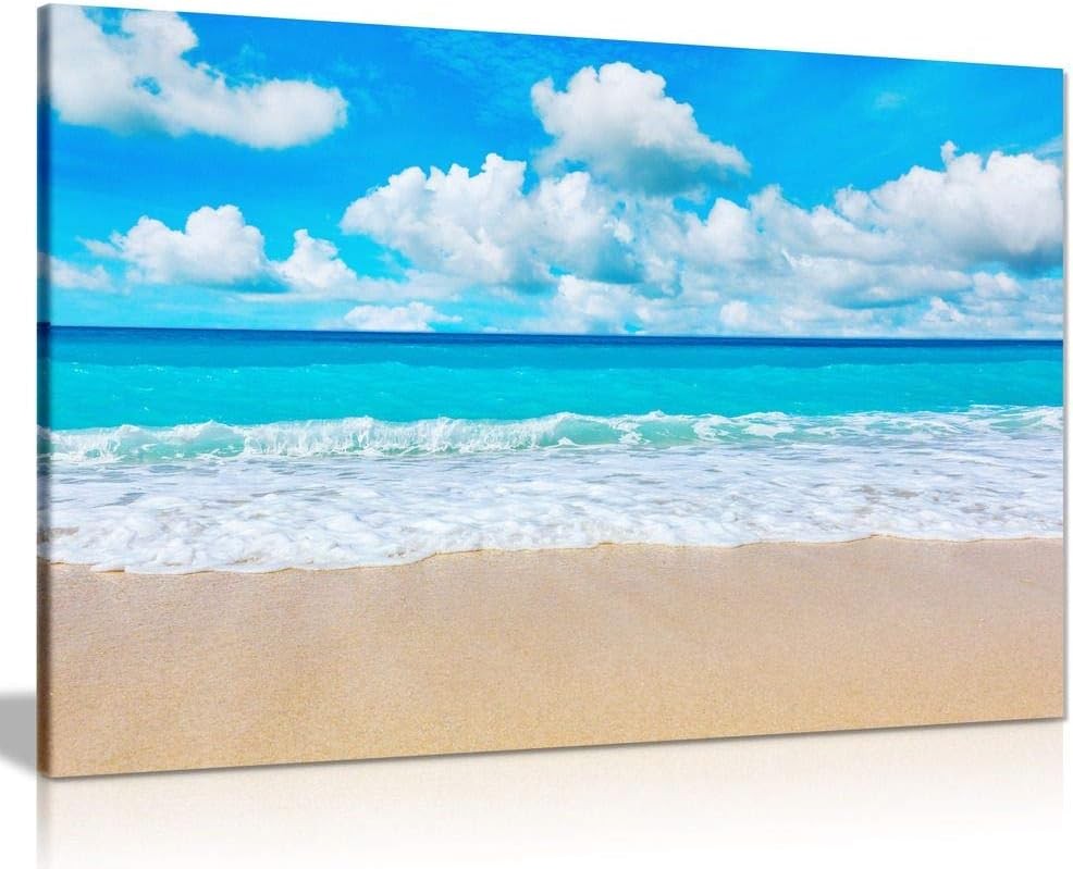Beach Sand Sea Sky Canvas Wall Art Coastal Ocean Print Large 30x20