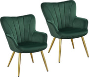 Green Velvet Tub Chair Set of 2 – Modern Upholstered Accent Seating