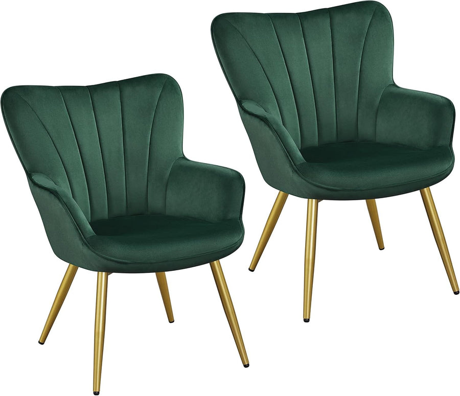 Green Velvet Tub Chair Set of 2 – Modern Upholstered Accent Seating