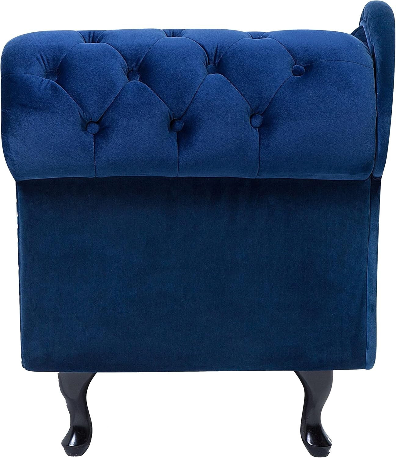 Vintage Right Hand Velvet Chaise Lounge Blue Chesterfield Sofa 180 kg Capacity