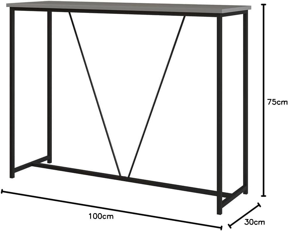 Space-Saving Slim Console Table with Metal Frame & Storage Shelf