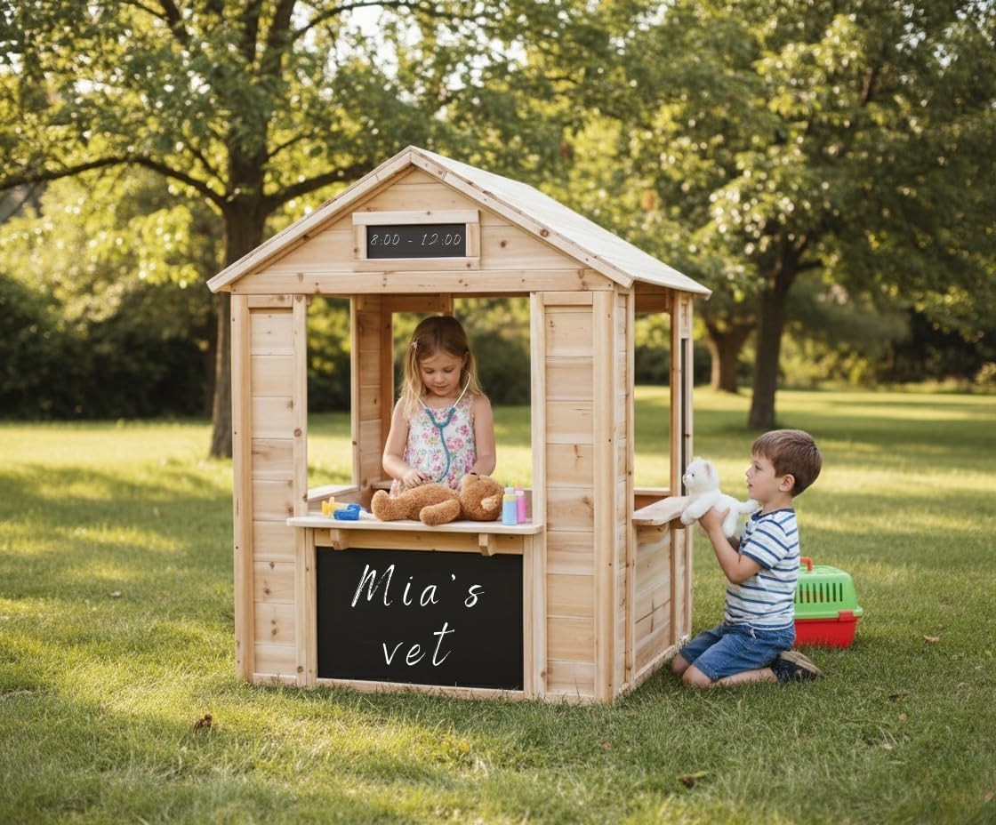 Wooden Kids Playhouse Café Shop Market Stall Indoor Outdoor