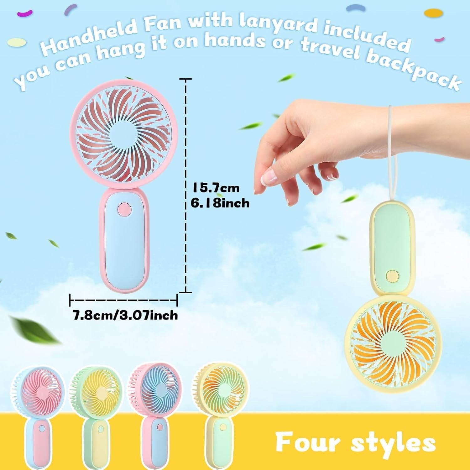 20x Mini USB Rechargeable Handheld Fans Portable Small Cool Travel Set 4 Colours