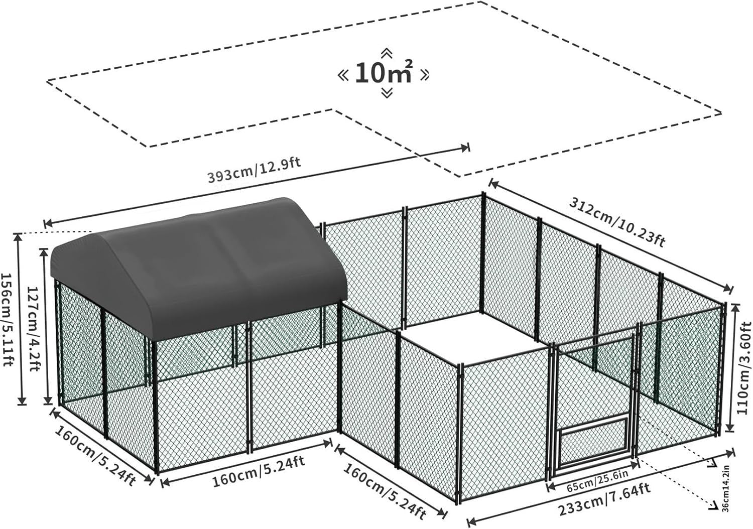 4x3x1.5m Walk In Chicken Run Metal Coop Waterproof Cover