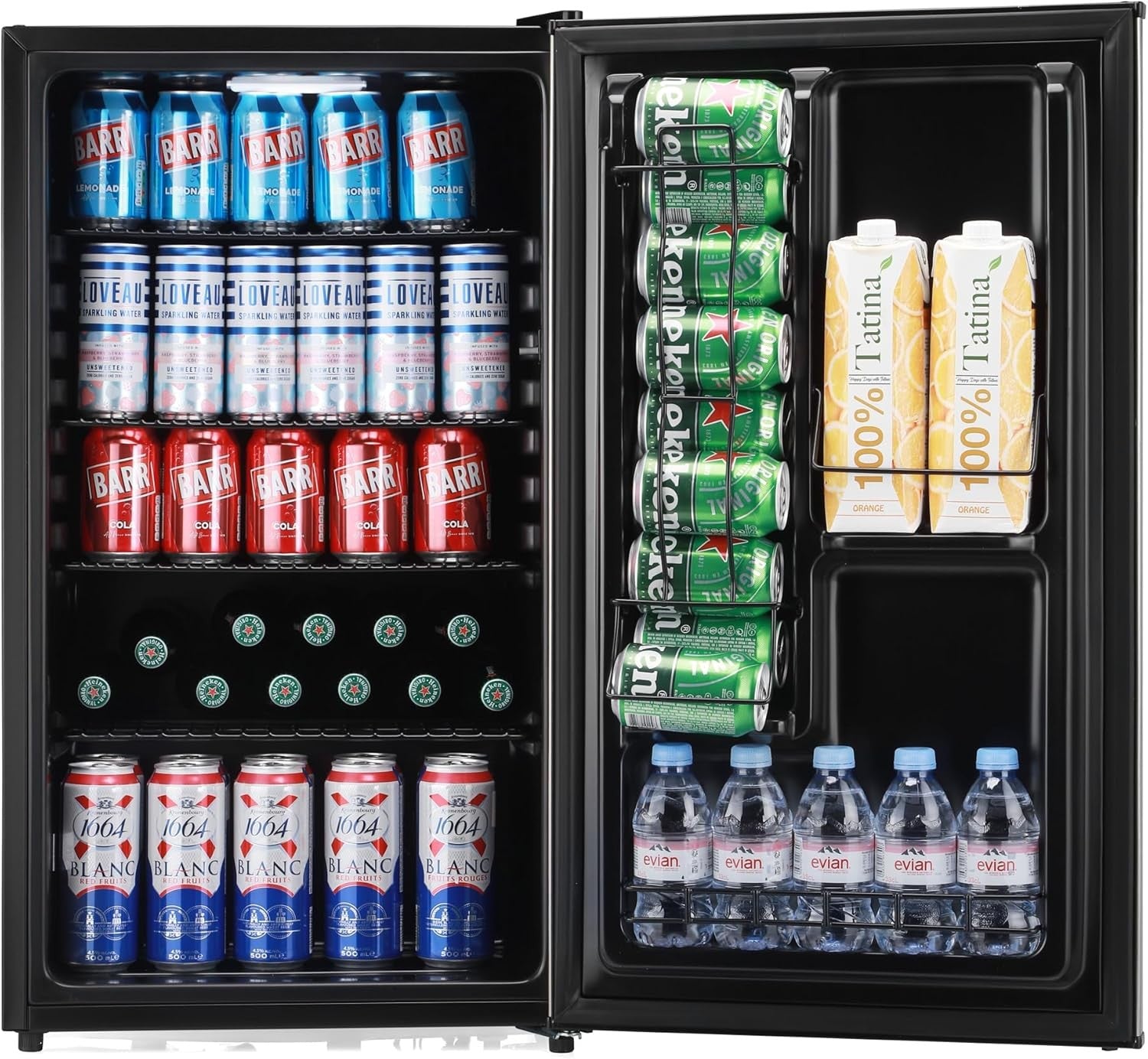 Under Counter Drinks Fridge Stainless Steel Beer Wine Cooler 90L Reversible Door