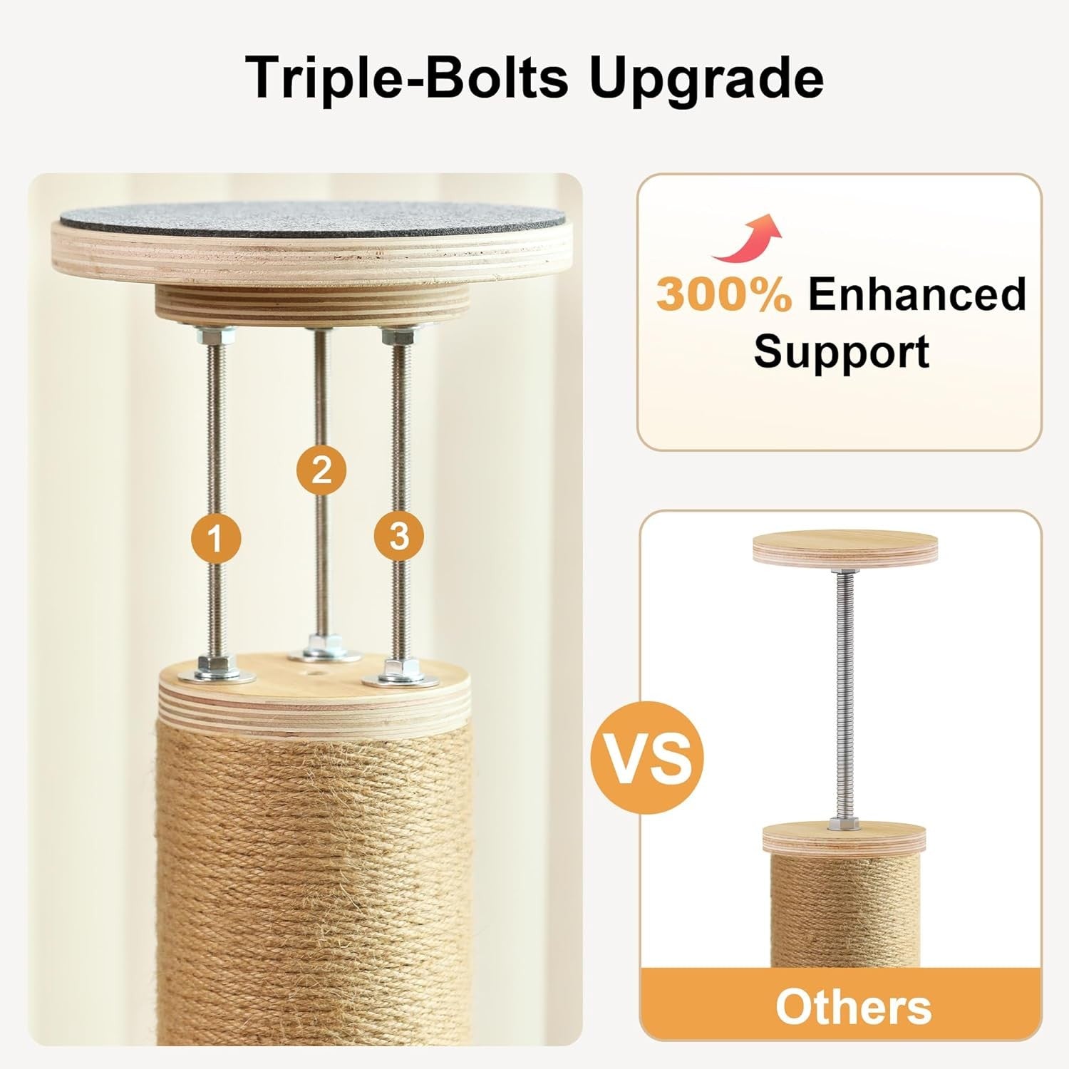 Floor to Ceiling Cat Tree Tower 6 Level Adjustable Scratching Post Capsule Bed
