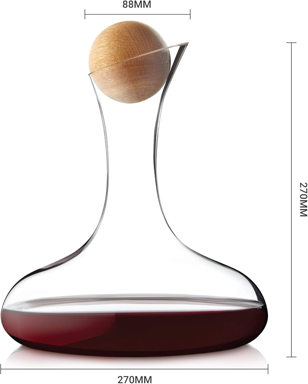 1.8L Wine Decanter Crystal Glass with Aerator Filter Oak Stopper Gift Set